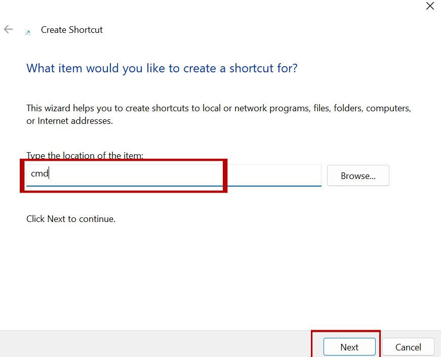 Creating a CMD Desktop Shortcut