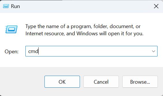 Run the Dialog Box for Opening CMD