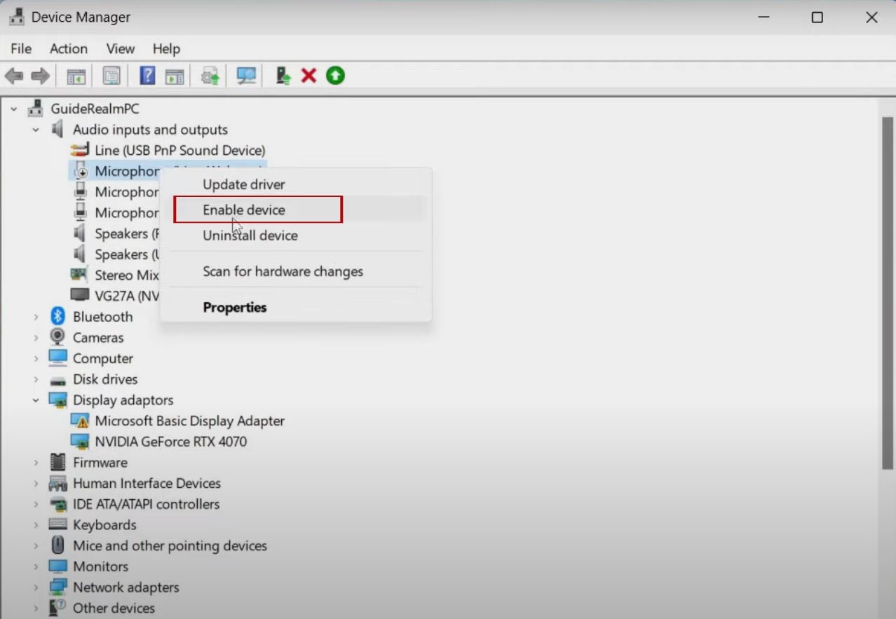 update microphone driver